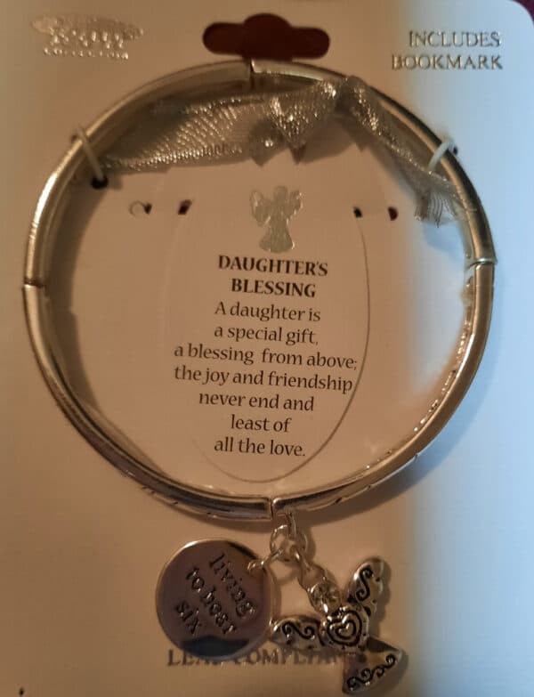 Daughter's Blessing Elastic Silvertone Bracelet with Charms