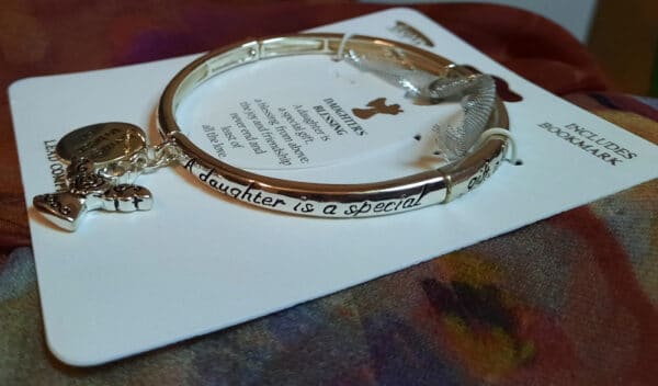 Daughter's Blessing Elastic Silvertone Bracelet with Charms